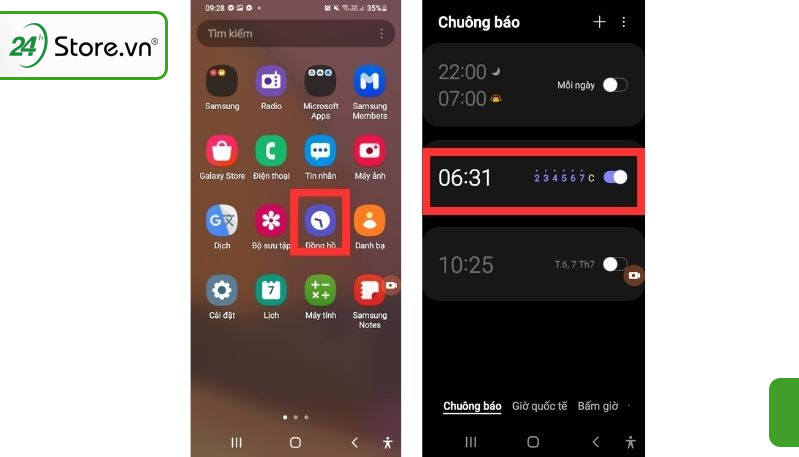 Hướng dẫn cài đặt báo thức trên điện thoại Samsung ĐƠN GIẢN