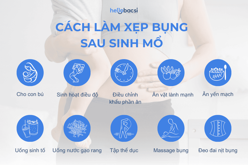 Bật mí 13 cách làm xẹp bụng sau sinh mổ an toàn và hiệu quả nhất