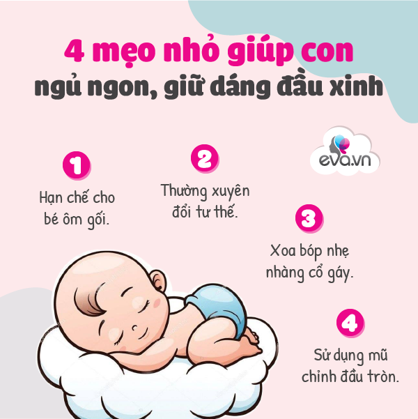 Mẹ lo con bị bẹp đầu, dùng ngay 4 mẹo hay này, đầu bé sẽ tròn xinh lại ngay