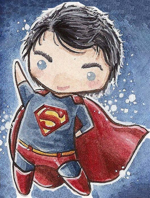 Chibi Siêu Nhân - Bức tranh siêu đẹp và dễ thương về Superman